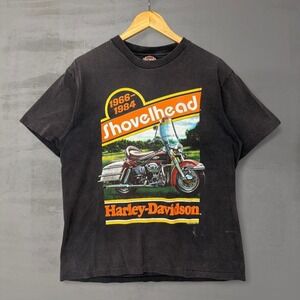 Vintage 1991 Harley Davidson Shovelhead Shirt New‎ Orleans 3D Faded Black Large
